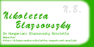 nikoletta blazsovszky business card